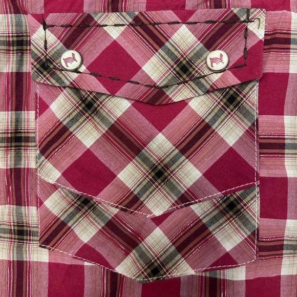 Lamasini 3/4 Sleeve Western Embroidered Embellished Plaid Button Up Shirt - Picture 5 of 9